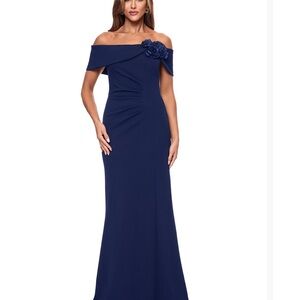 Xscape Strapless Navy Blue Mother of the Bride/Groom Gown